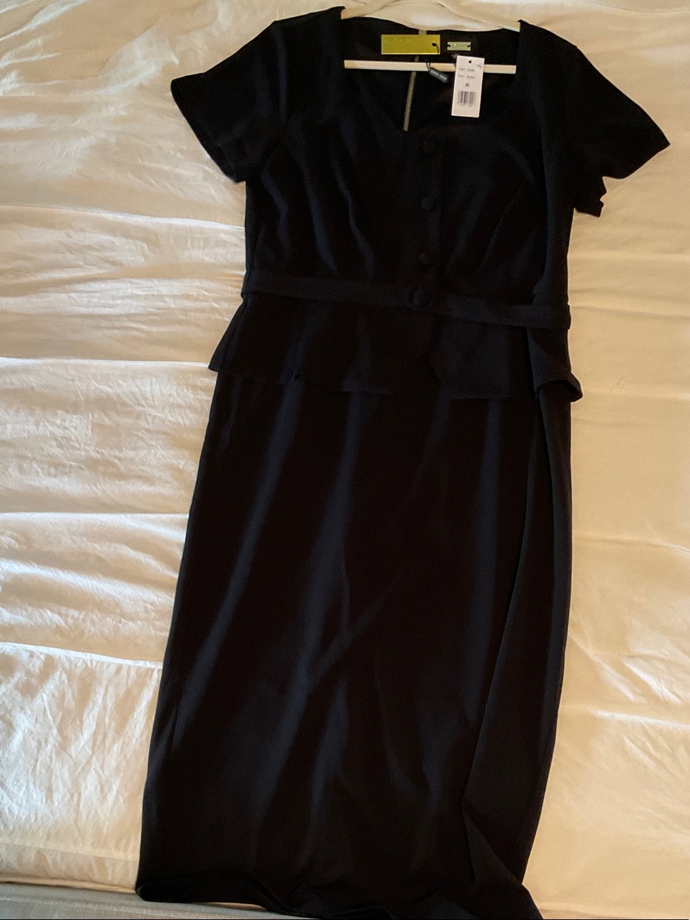 Alexia Admor Black Short-Sleeve Midi Peplum Dress